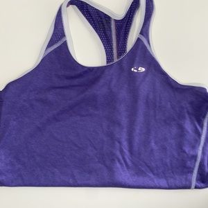 Purple athletic active cross back tank top